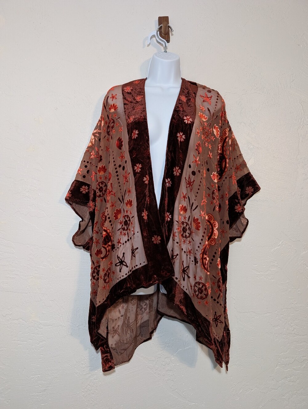 Urban Outfitters Velvet Burnout Kimono Wrap Boho Whimsigoth Witchy Fairy Grunge